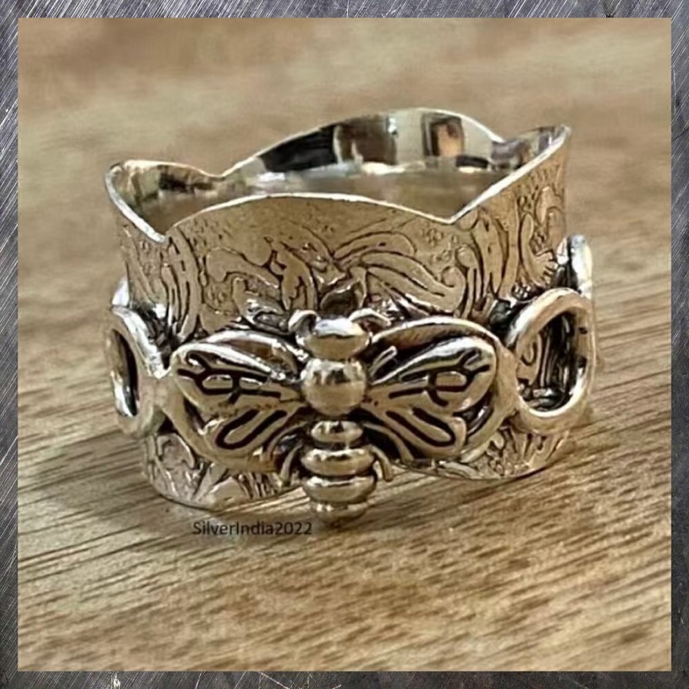 Boho Bumble Bee Band with Scalloped Edge Ring #1136